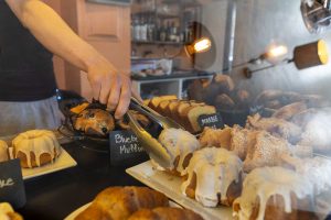 baked goods through glass